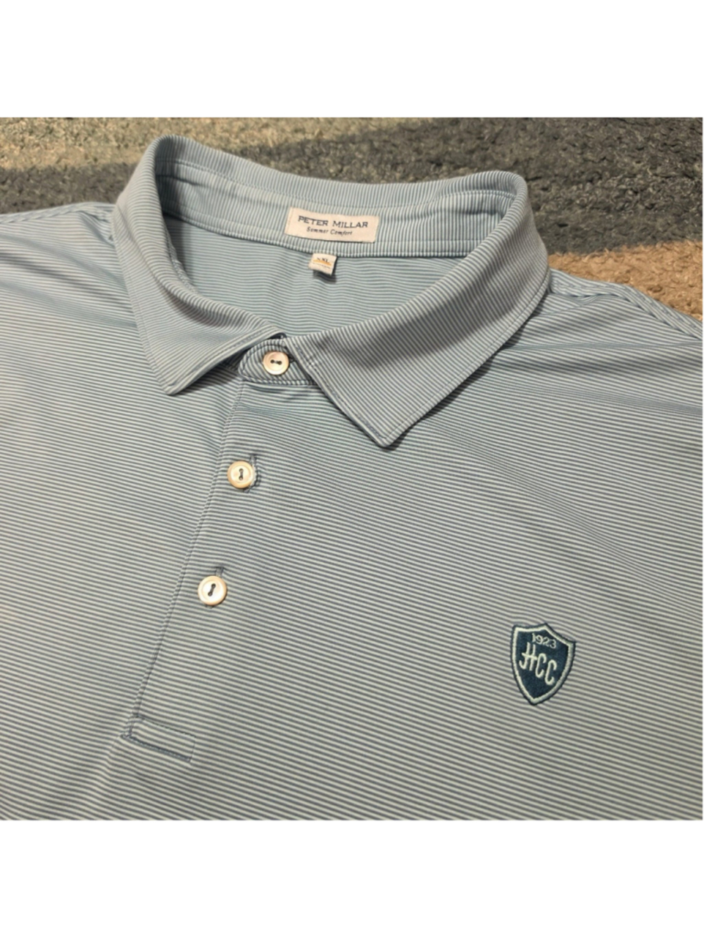 Peter Millar Polo Shirt XXL Blue Striped Summer Comfort Golf HCC 1923